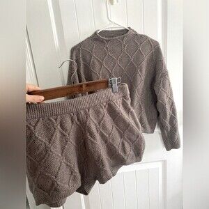 Old Navy High-Waisted Diamond Stitch Cable-Knit set,  Taupe, size S&M
